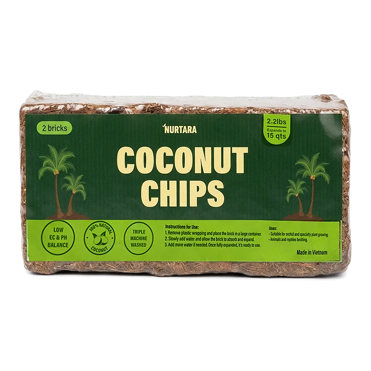 A NURTARA coconut chips pack of 2 compressed bricks